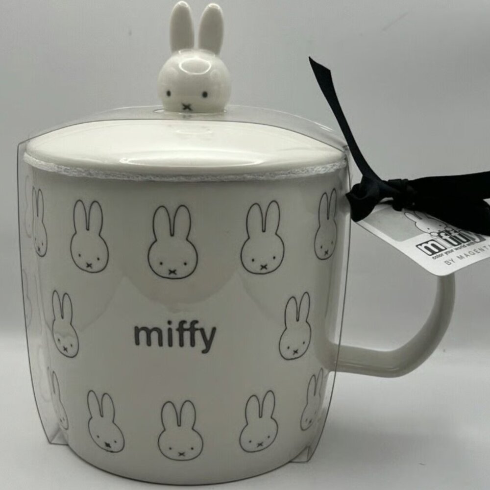 Miffy Cute Mug Embossed Bunny with Miffy Head Cup Lid Authentic by Magenta
